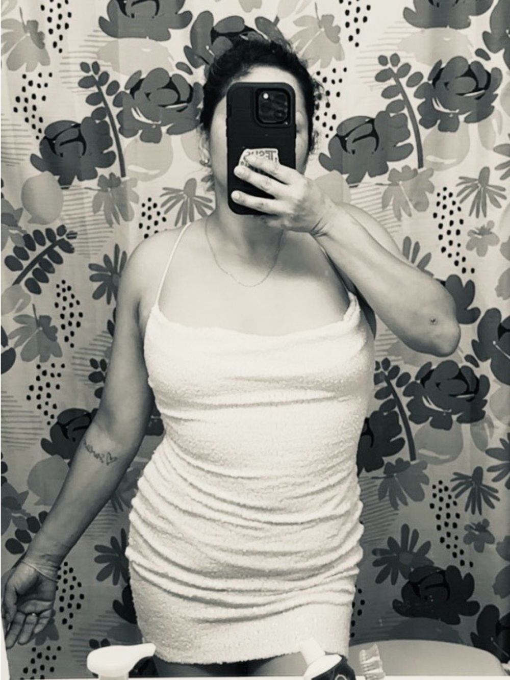 B. Smart White Terry Bath Dress with Spaghetti Straps